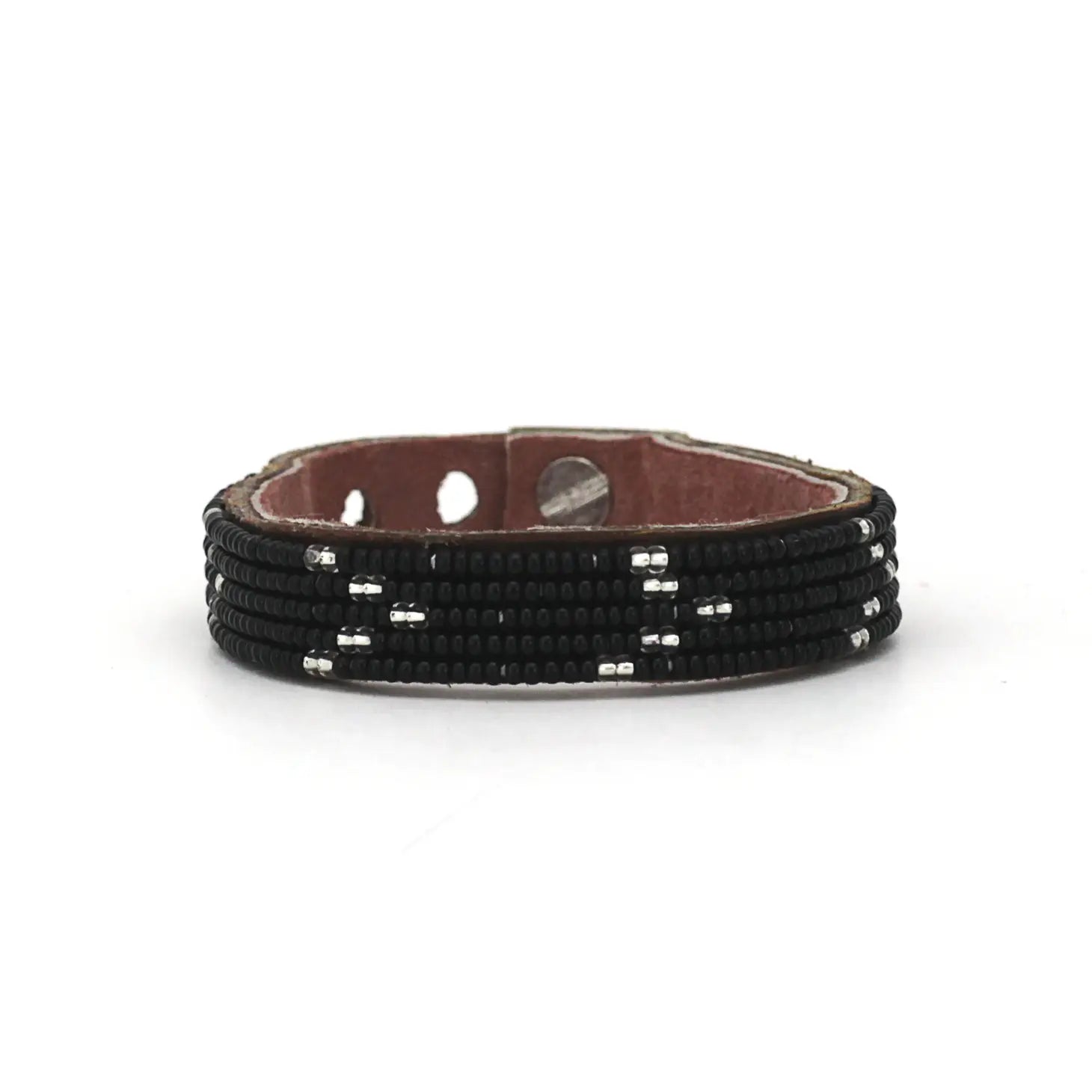 Small Twilight Chevron Leather Cuff by Swahili Coast